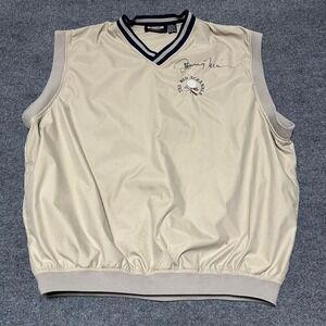 Johnny Miller Signed UltraClub Golf Vest Mens XXL Tan V-Neck Windshirt Scramble